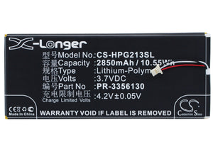 Battery for HP Slate 7 G2 1311 PR-3356130 3.7V Li-Polymer 2850mAh / 10.55Wh