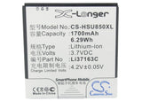 Battery for Hisense EG876 Li37163C 3.7V Li-ion 1700mAh / 6.29Wh