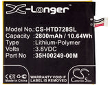 Battery for HTC Desire 728 35H00249-00M, 35H00249-02M 3.8V Li-Polymer 2800mAh / 