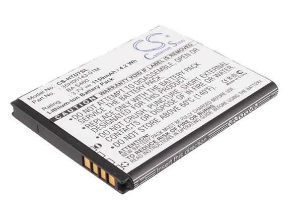 Battery for AT&T T9295 35H00143-01M, BA S460, BD29100 3.7V Li-ion 1150mAh / 4.26