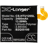 Battery for HTC U12 Plus 35H00278-00M, B2Q55100 3.85V Li-Polymer 3400mAh / 13.09