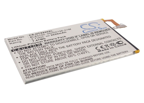 Battery for HTC Deluxe X920e 35H00196-01M, 35H00196-04M, 35H00198-01M, BL83100, 