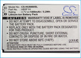 Battery for Huawei M920 HB5F1H, HF5F1H 3.7V Li-ion 1400mAh