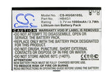 Battery for Huawei Para Claro HB4G1 3.7V Li-ion 1000mAh