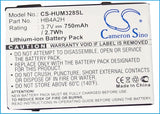 Battery for Huawei HWZ10 HB4A2H, PBH12HWZ10 3.7V Li-ion 750mAh