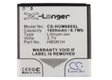 Battery for Huawei Ascend Y330 HB5N1, HB5N1H 3.7V Li-ion 1800mAh / 6.66Wh