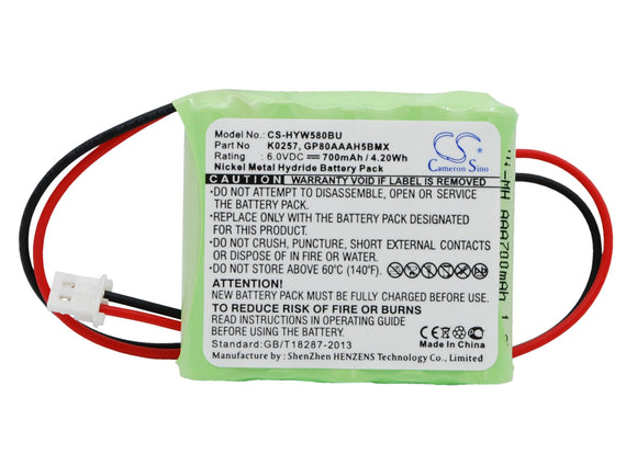 Battery for Honeywell 5800RP Wireless 55111-05, GP80AAAH5B3BMX, K0257 6V Ni-MH 7