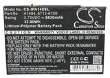 Battery for Apple MD786LL/A 6712-6700, A1484 3.73V Li-Polymer 8820mAh / 32.90Wh