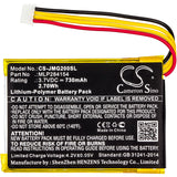 Battery for JBL Go 2 GO2/MLP284154, MLP284154 3.7V Li-Polymer 730mAh / 2.70Wh