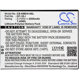 Battery for Kruger&Matz KM0414 BP-3B-I 3.7V Li-Polymer 2000mAh / 7.40Wh