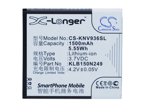 Battery for KONKA W900 KLB150N249 3.7V Li-ion 1500mAh / 5.55Wh