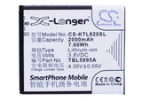 Battery for K-Touch L820 TBE5707B, TBL5995A 3.8V Li-ion 2000mAh / 7.60Wh