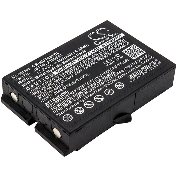 Battery for IKUSI TM62 2303691, BT06 7.2V Ni-MH 600mAh / 4.32Wh
