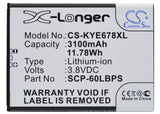 Battery for KYOCERA E6782 5AAXBT076GEA, SCP-60LBPS 3.8V Li-ion 3100mAh / 11.78Wh