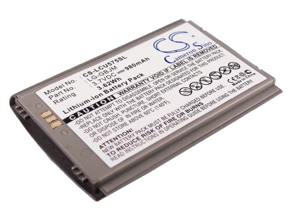 Battery for LG CU575 LG-GBJM 3.7V Li-ion 980mAh / 3.62Wh