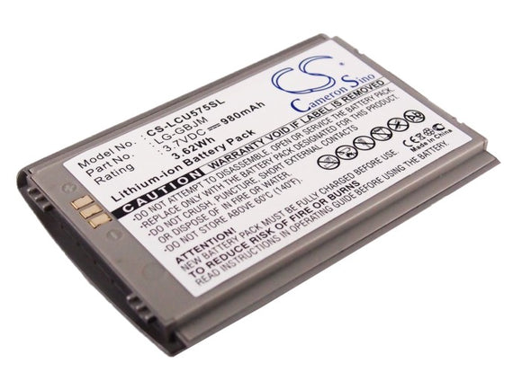 Battery for LG TU575 LG-GBJM 3.7V Li-ion 980mAh / 3.62Wh