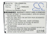 Battery for Lenovo O1 BL117 3.7V Li-ion 1000mAh