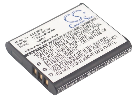 Battery for Olympus VR-340 LI-50B 3.7V Li-ion 800mAh / 2.96Wh