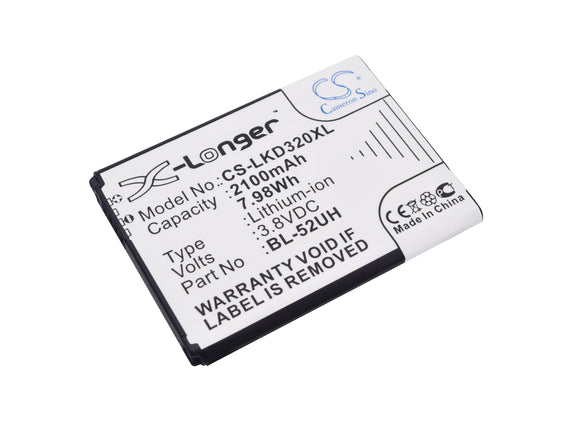 Battery for LG Spirit 4G BL-52UH, BL-52UHB, EAC62258202 3.8V Li-ion 1800mAh / 6.
