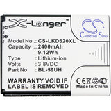 Battery for LG D320 BL-59UH, EAC62258701, EAC62258801 3.8V Li-ion 2400mAh / 9.12