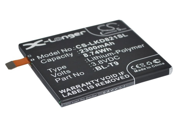 Battery for LG D821 BL-T9, EAC62078701 3.8V Li-Polymer 2300mAh / 8.74Wh