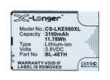 Battery for LG E980 BL-48TH, EAC62058511, EAC62058511 LLL 3.8V Li-ion 3100mAh / 