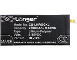 Battery for LG K580H BL-T23, EAC63278801 3.85V Li-Polymer 2500mAh / 9.63Wh