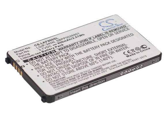 Battery for LG UX265 LGIP-340N, SBPP0026901, SPPP0018575 3.7V Li-ion 950mAh / 3.