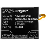Battery for LG Storm BL-T34, EAC63538921 3.85V Li-Polymer 3200mAh / 12.32Wh