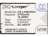 Battery for LG K20 Plus 2017 LTE-A BL-46G1F 3.85V Li-ion 2700mAh / 10.40Wh