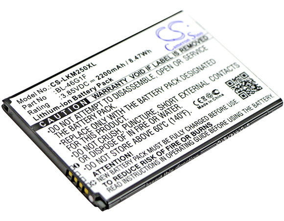 Battery for LG TP260 BL-46G1F 3.85V Li-ion 2200mAh / 8.47Wh
