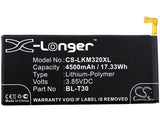 Battery for LG K10 Power Dual SIM TD-LTE BL-T30, EAC63458501 3.85V Li-Polymer 45