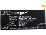 Battery for LG L63BL BL-T30, EAC63458501 3.85V Li-Polymer 4500mAh / 17.33Wh