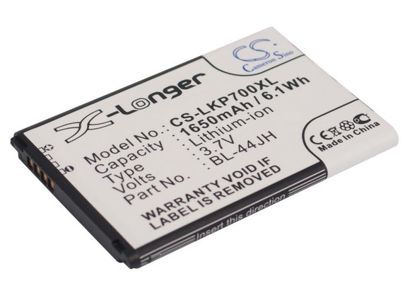Battery for LG US730 BL-44JH, EAC61839001, EAC61839006 3.7V Li-ion 1650mAh / 6.1