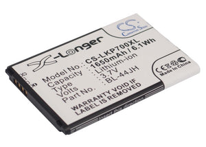 Battery for LG Optimus Logic BL-44JH, EAC61839001, EAC61839006 3.7V Li-ion 1650m