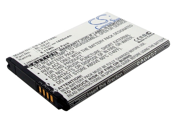 Battery for LG VS890 BL-59JH, EAC61998401, EAC61998402 3.7V Li-ion 1650mAh / 6.1