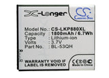 Battery for LG MS870 BL-53QH, EAC61878603, EAC61878605, EAC61898401 3.7V Li-ion 