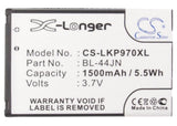 Battery for LG Optimus Sol 1ICP5/44/65, BL-44JN, EAC61679601 3.7V Li-ion 1500mAh