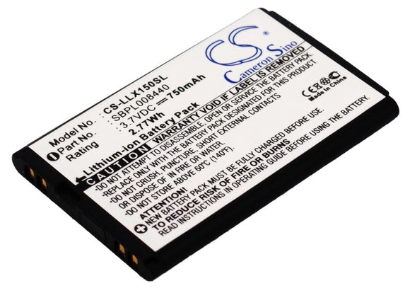Battery for LG UX150 LGIP-A900, SBPL0081602, SBPL008440 3.7V Li-ion 750mAh