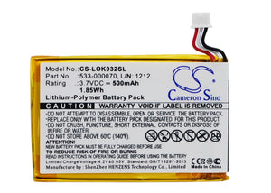 Battery for Logitech Y-R0032 533-000070, L/N: 1212 3.7V Li-Polymer 500mAh / 1.85