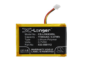 Battery for Logitech IIIuminated Living-Room Keyboa 533-000112, L/N 1406 3.7V Li
