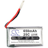 Battery for Hubsan H107L H107C-A24 3.7V Li-Polymer 650mAh / 2.41Wh