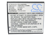 Battery for Lenovo S696 BL204 3.7V Li-ion 1200mAh / 4.44Wh
