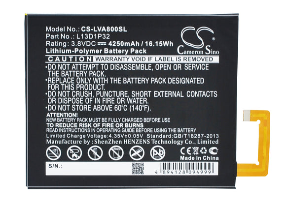 Battery for Lenovo TAB3 8 L13D1P32 3.8V Li-Polymer 4250mAh / 16.15Wh