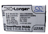 Battery for Lenovo S60 BL-058, BL-068, BL-072 3.7V Li-ion 950mAh / 3.52Wh