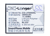 Battery for Lenovo S668T BL222 3.8V Li-Polymer 3000mAh / 11.40Wh