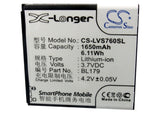 Battery for Lenovo a790e BL179, BL180, BL186, BL194, BL200 3.7V Li-ion 1650mAh /