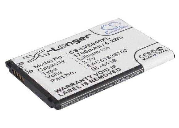 Battery for LG Viper 4G LTE BL-44JS, EAC61838702 3.7V Li-ion 1700mAh / 6.2Wh