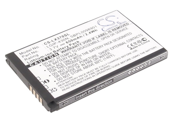 Battery for LG C320 LGIP-430N, SBPL0098901 3.7V Li-ion 650mAh