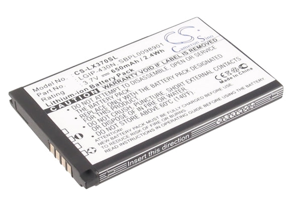 Battery for LG UN430 LGIP-430N, SBPL0098901 3.7V Li-ion 650mAh